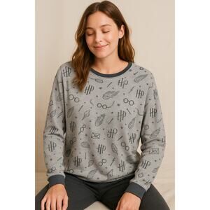 Wizarding World of Harry Potter Gray Long Sleeve Top Size XL